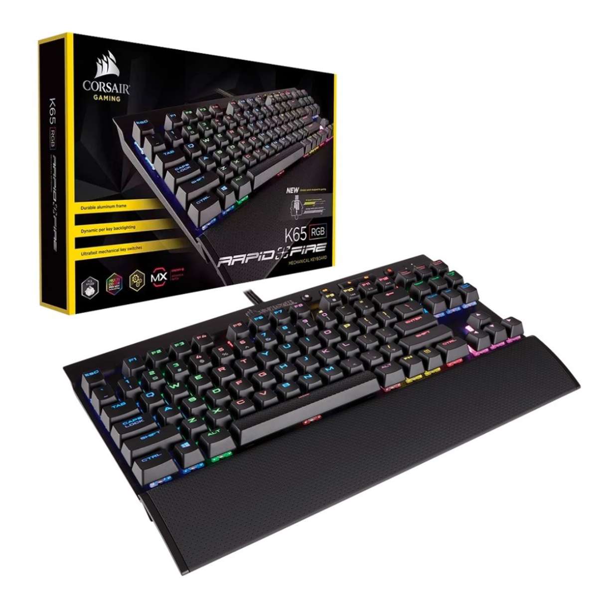 Teclado Mecánico Corsair K65 RapidFire RGB LED MX Speed Español