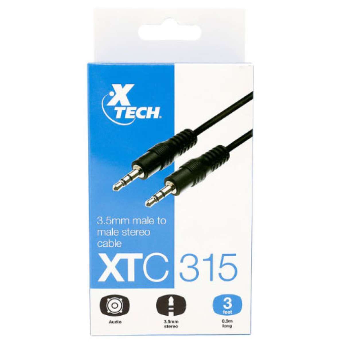 Cable XTECH Estereo de 3.5mm de Macho a Macho 0.9 MTs