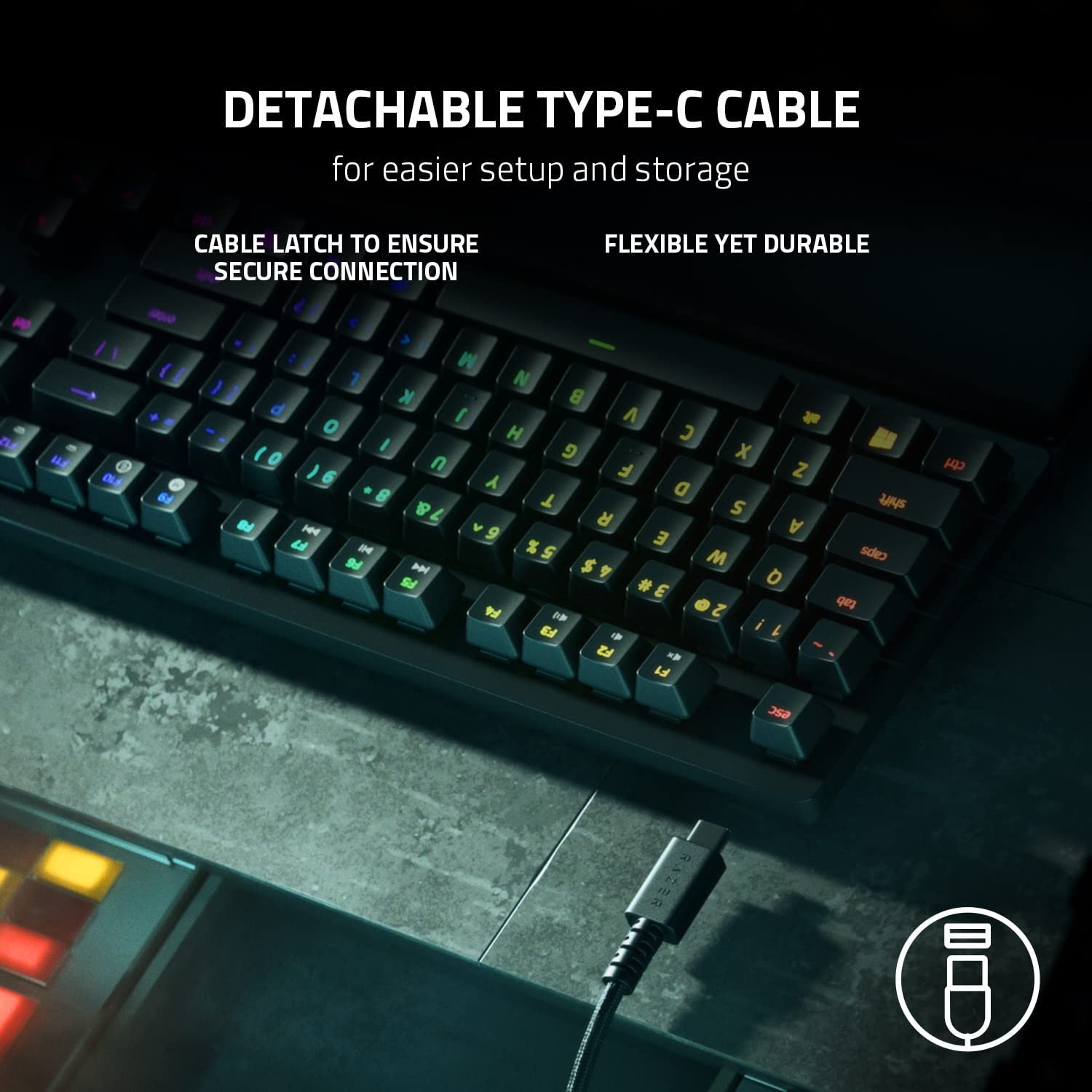TECLADO GAMER RAZER HUNTSMAN V2 TKL SW PURPLE CLICKY