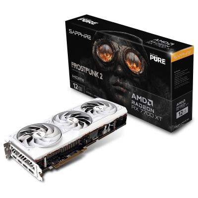 PLACA DE VIDEO SAPPHIRE RADEON RX 7700 XT PURE FROSTPUNK 2 ED. 12GB WHITE