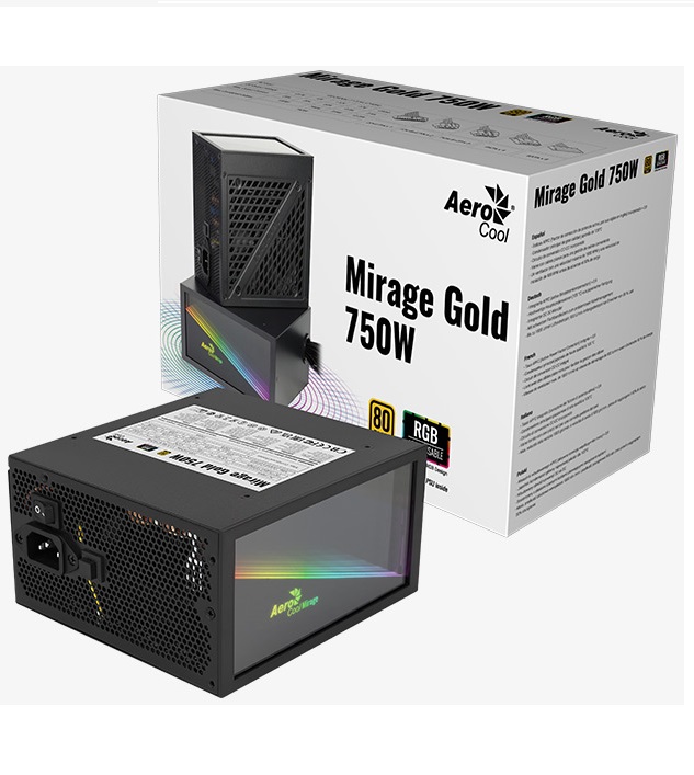 Fuente Aerocool Mirage Gold 750w (argb. Apfc. Full Range. Fully Modular)