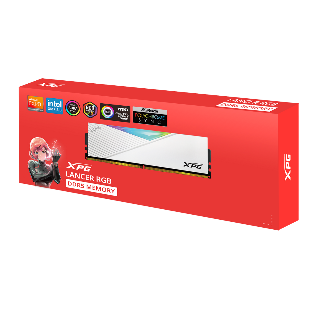 Memoria Xpg Ddr5 16gb (1x16gb) Lancer White  Rgb 5200mhz