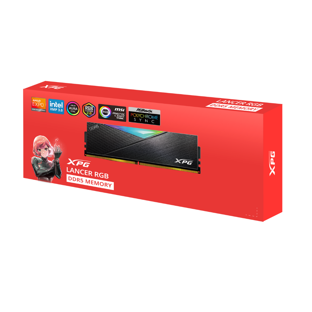Memoria Xpg Ddr5 16gb (1x16gb) Lancer Black Rgb 5600mhz
