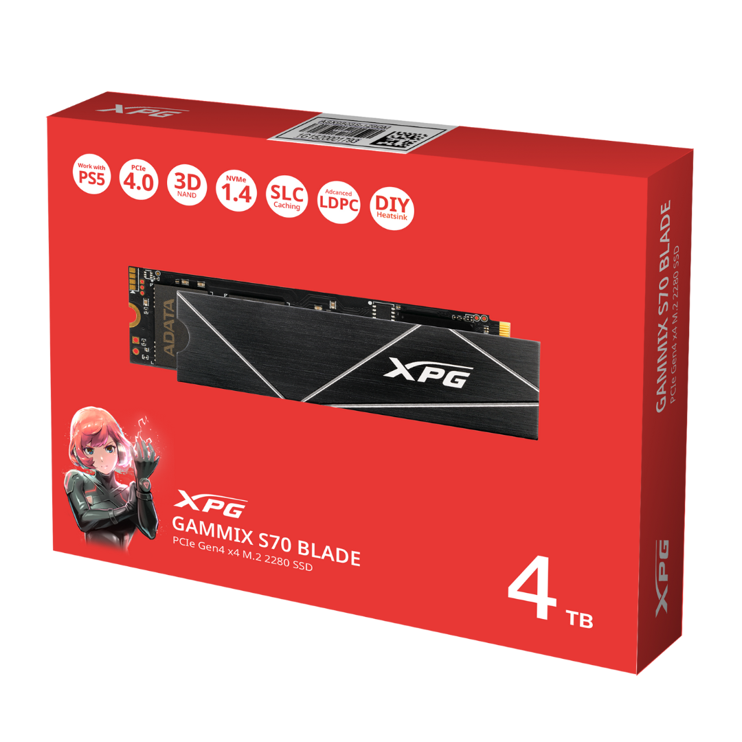 Disco Solido Xpg Gammix S70 Blade 4tb  7400mb With Heatsink Ps5 Ready