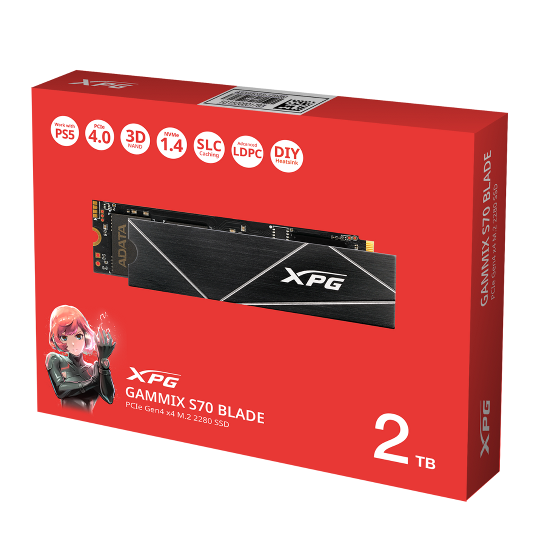Disco Solido Xpg Gammix S70 Blade  2tb  7400mb With Heatsink Ps5 Ready
