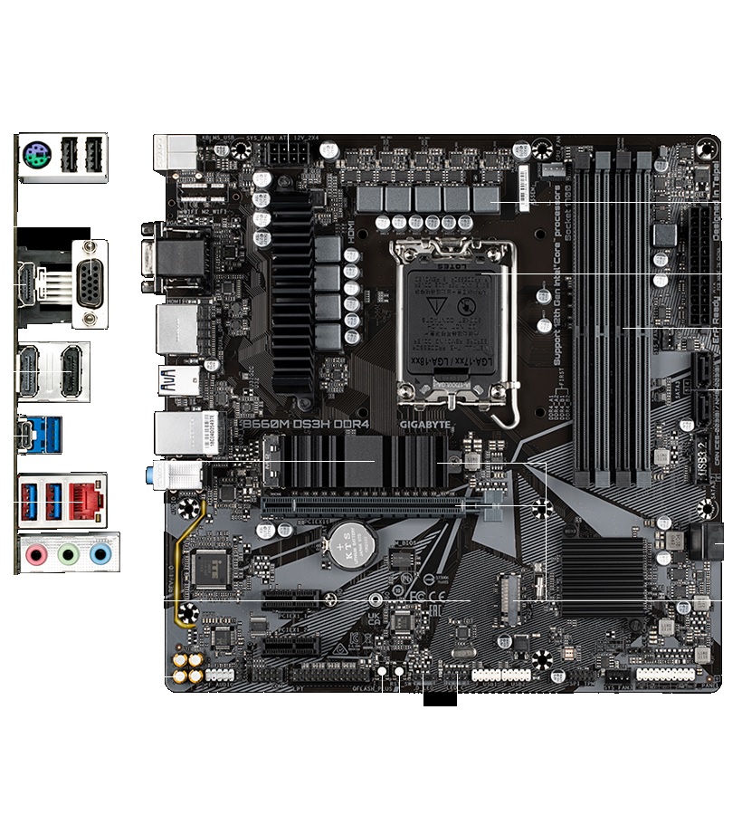 Mother Gigabyte B660m Ds3h Ax Lga1700 Ddr4