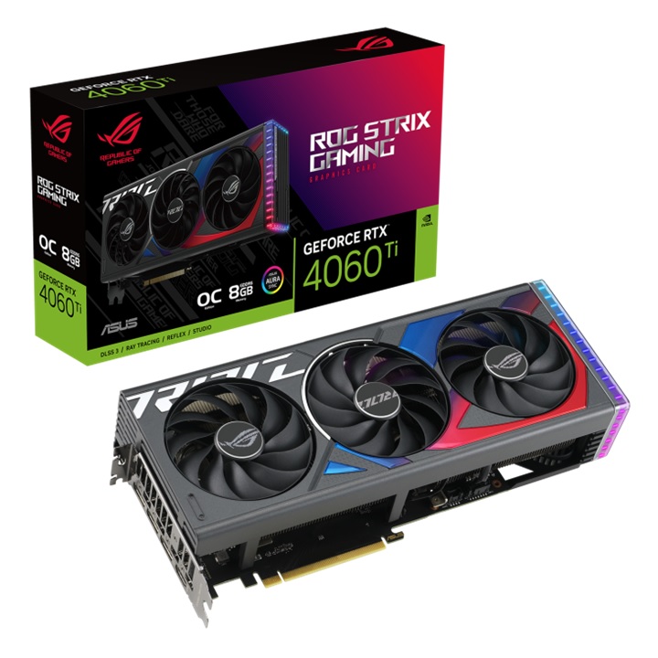 Placa De Video Asus Geforce Rtx 4060ti Oc 8gb Gddr6 Rog Strix Gaming