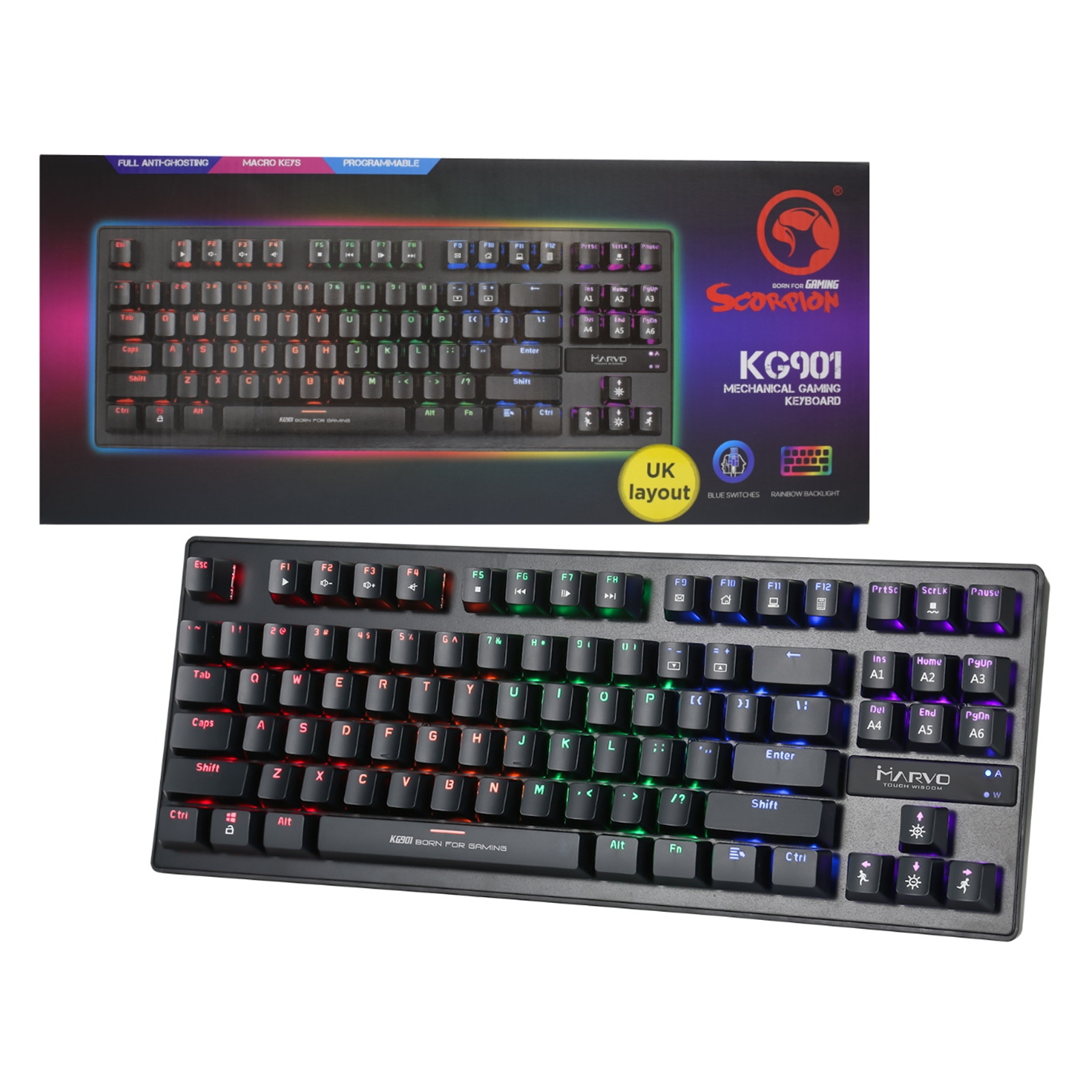 Perifericos Teclado Gamer TECLADO MARVO MECANICO KG901 KG901 RGB BLUE