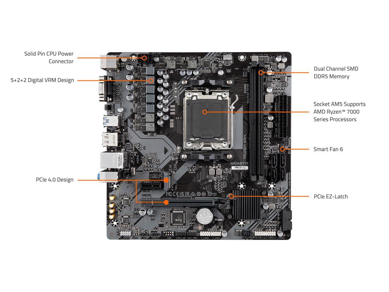 Motherboard Amd GIGABYTE A620M S2H A620M S2H DDR5