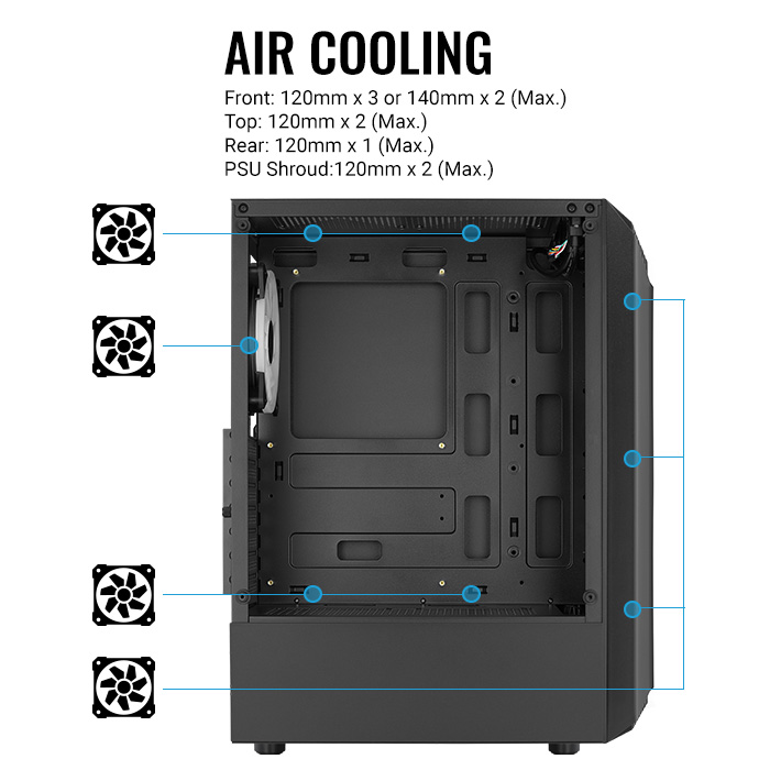 Gabinete Gamer AEROCOOL  BIONIC  NEGRO -G-BK-V2