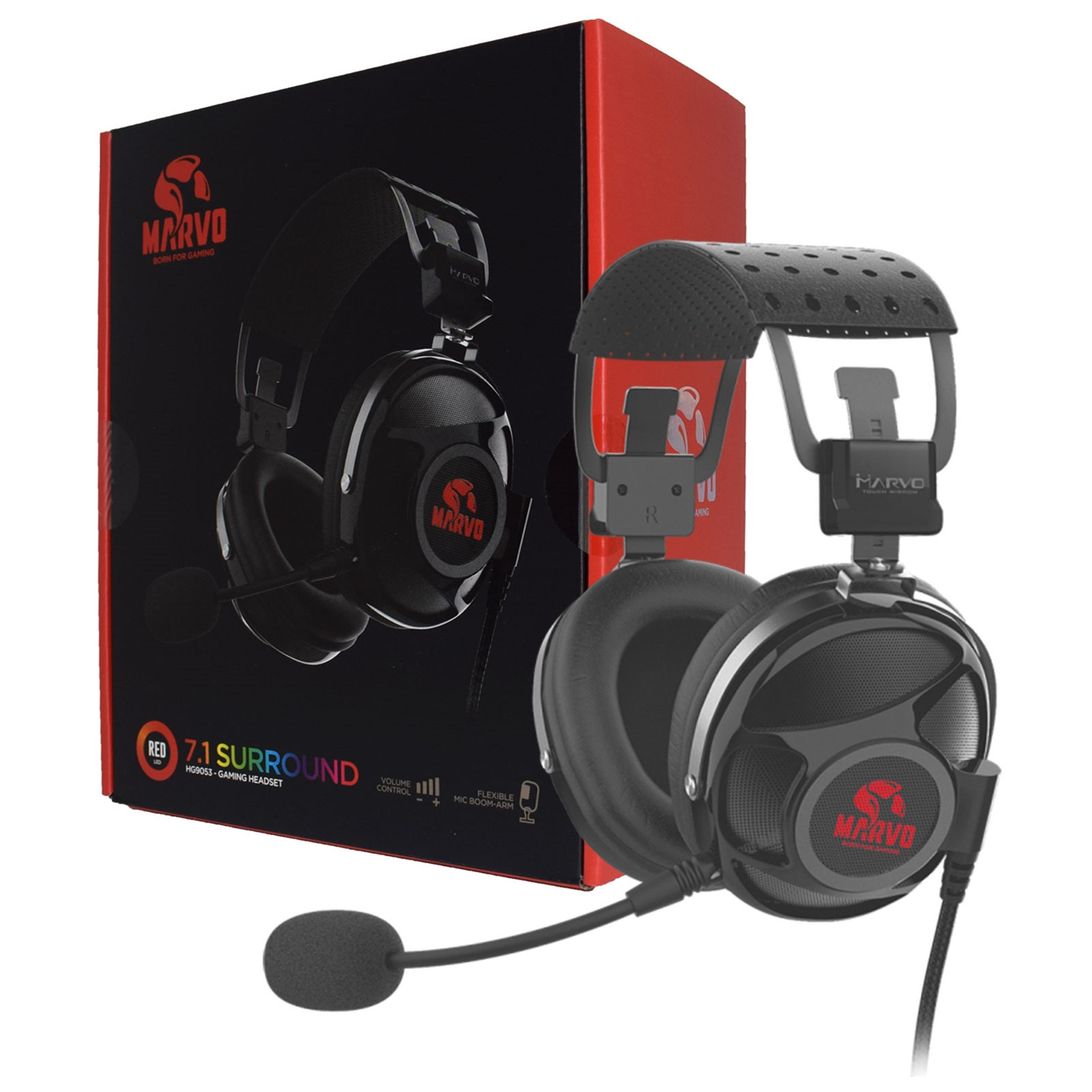 Auricular Gamer/PS4/XBOX MARVO   SURROUND HG9053 7.1/USB/MIC/REDLED