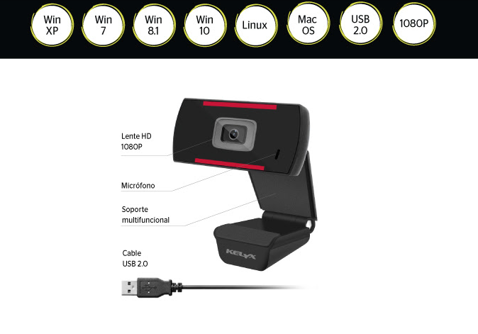 Perifericos Webcam KELYX WEBCAM LM16 FHD 1080P WIN  MAC  MIC