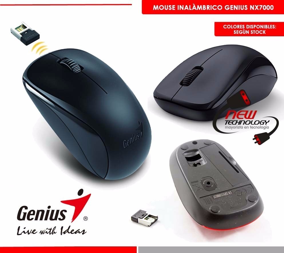 Perifericos Mouse Inalambrico GENIUS  BLACK WIRELESS NX-7000 1200DPI NEGRO