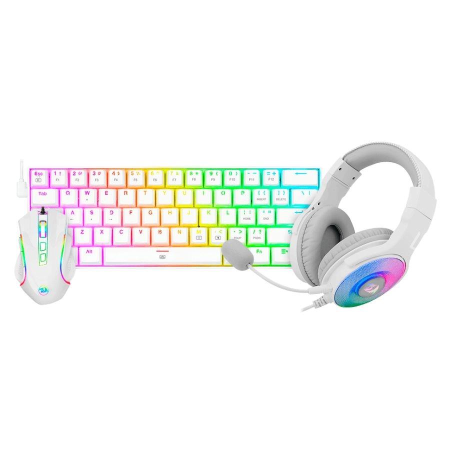 Perifericos Kit Gamer REDRAGON G/ESSENTIALS S129W BLANCO TECLADO/MOUSE/AURIS S129W/3EN1/RGB/7200/LED