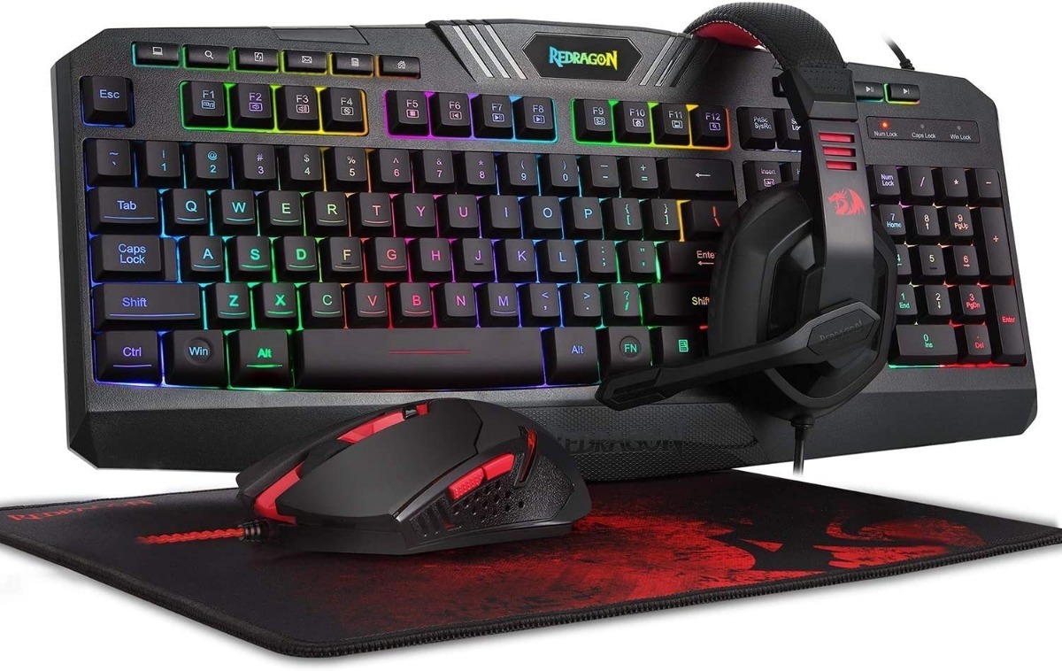 Perifericos Kit Gamer REDRAGON G.ESSENTIALS TECLADO/MOUSE/MOUSEPD/AURIS S101BASPS/4EN1/NEGRO/RGB