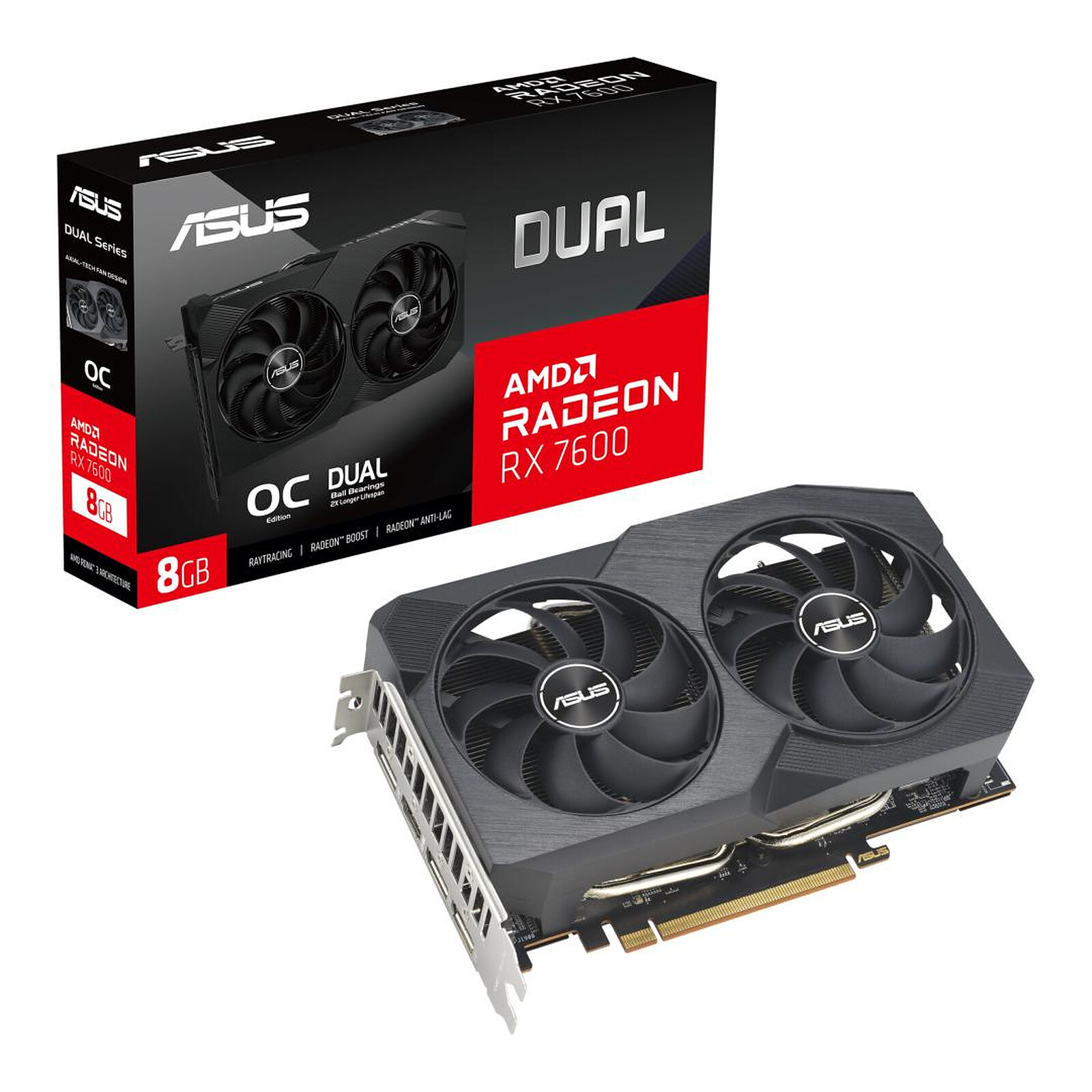 Placa De Video Radeon ASUS RADEON RX 7600 8gb  OC RX 7600 DUAL 8GB