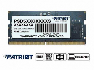 Memoria Ram DDR5 SODIMM 8GB PATRIOT DDR5 SODDIM SODDIM DDR5 8GB 4800MTs