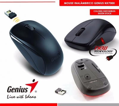 Perifericos Mouse Inalambrico GENIUS  BLACK WIRELESS NX-7000 1200DPI NEGRO