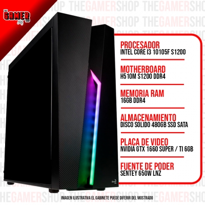 PC GAMER  INTEL I3 - 16GB - 480GB - GTX 1660 SUPER 6GB  N100 + WINDOWS11