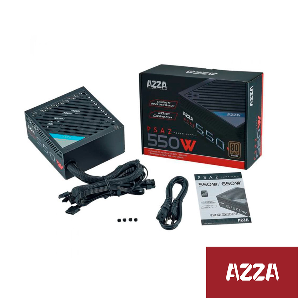 FUENTE PC AZZA 550W 80PLUS BRONCE